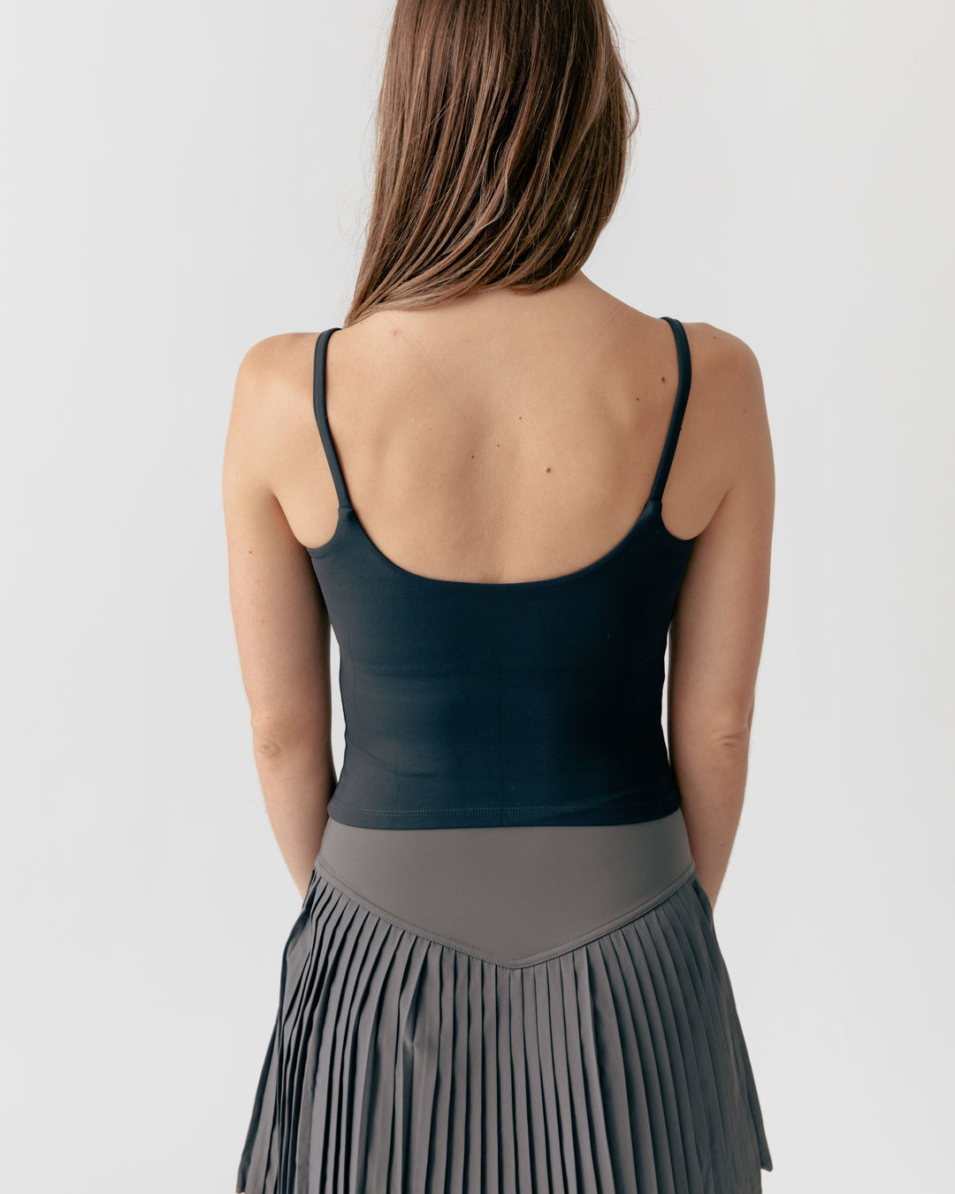 Back of Black Camisole Square Neck Tank
