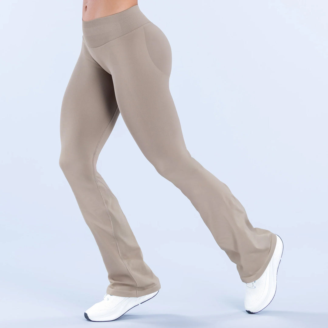 Ribbed Waistband Contoured Scrunch Impact Flares
