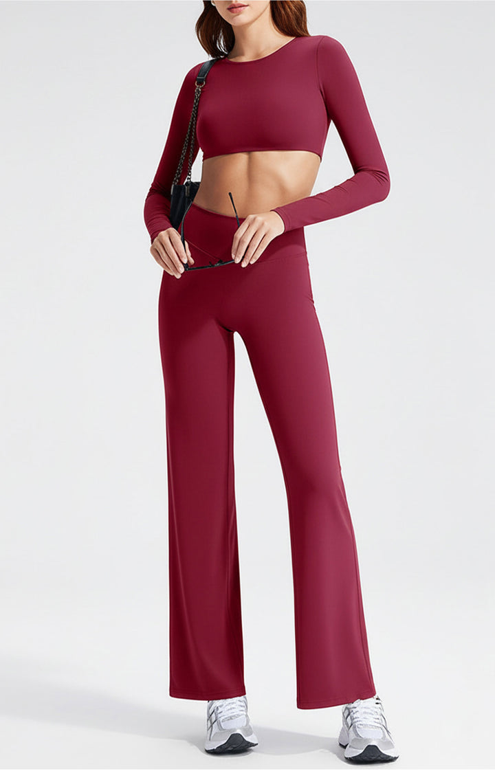 Long-Sleeve Open-Back Crop Top
