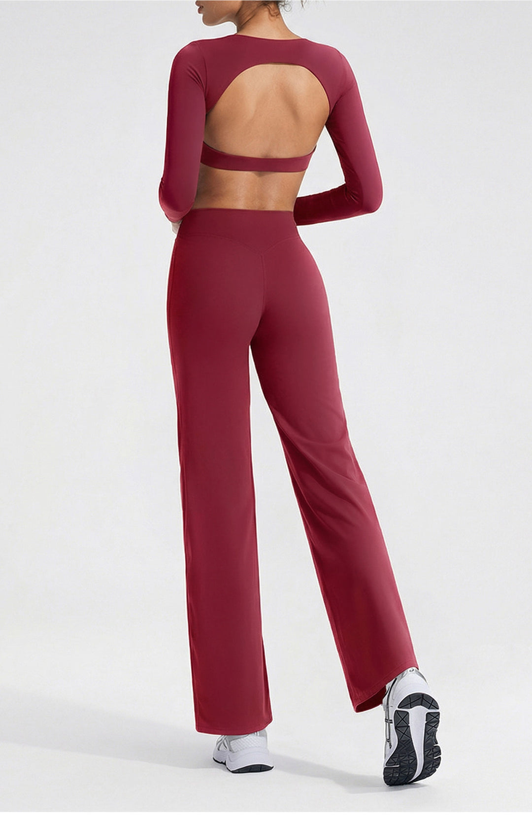 Long-Sleeve Open-Back Crop Top