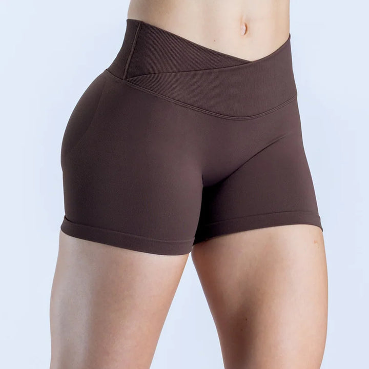 V-Shaped Crossover Waistband Butt-Lifting Scrunch Yoga Short
