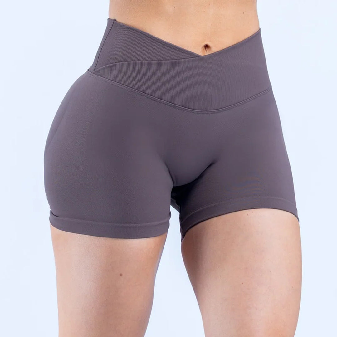 V-Shaped Crossover Waistband Butt-Lifting Scrunch Yoga Short