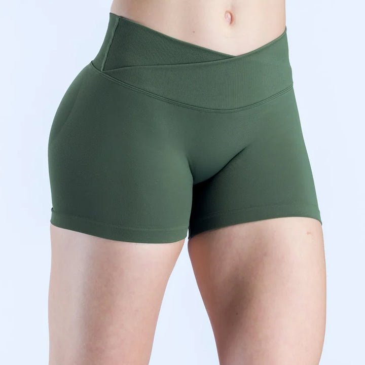 V-Shaped Crossover Waistband Butt-Lifting Scrunch Yoga Short