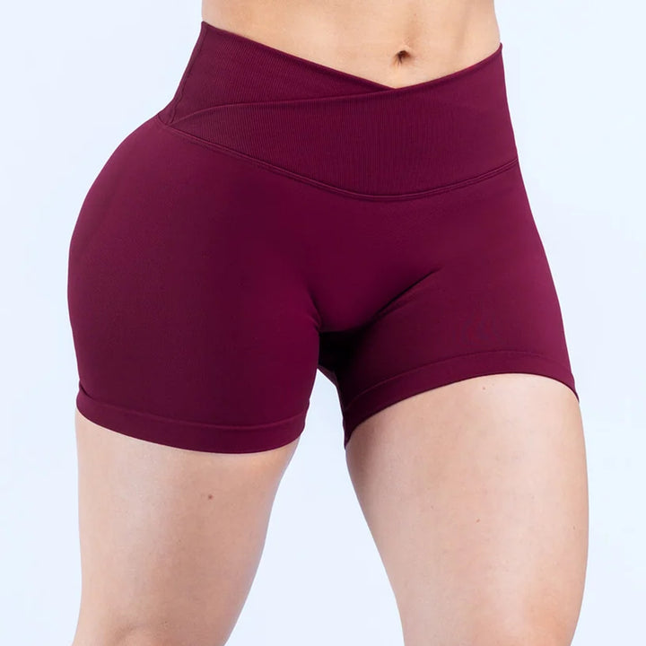 V-Shaped Crossover Waistband Butt-Lifting Scrunch Yoga Short