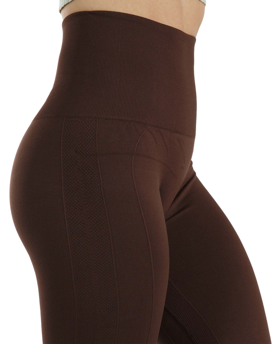 High Waist Tummy Slimming Active Thick Leggings Yoga Training Pant_Brown_Detail_2