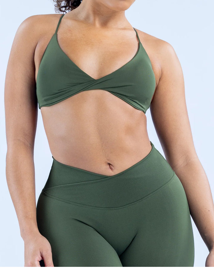 Twist Cross V-Neck Sport Bra