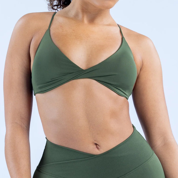 Twist Cross V-Neck Sport Bra
