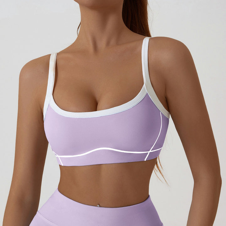 Contrast Trim And Straps Athletic Sports Bra