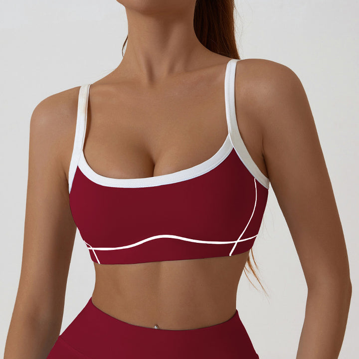 Contrast Trim And Straps Athletic Sports Bra