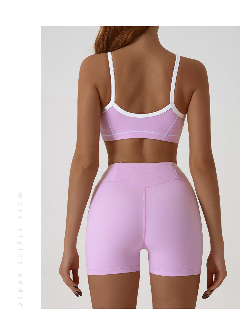 Contrast Trim And Straps Athletic Sports Bra