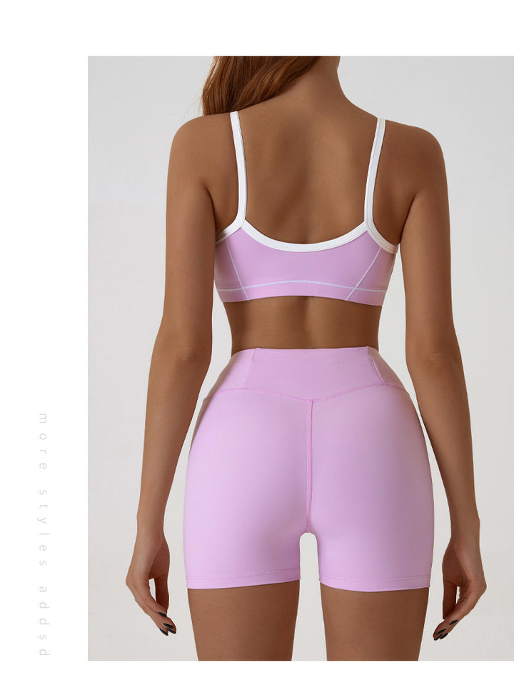 Contrast Trim And Straps Athletic Sports Bra