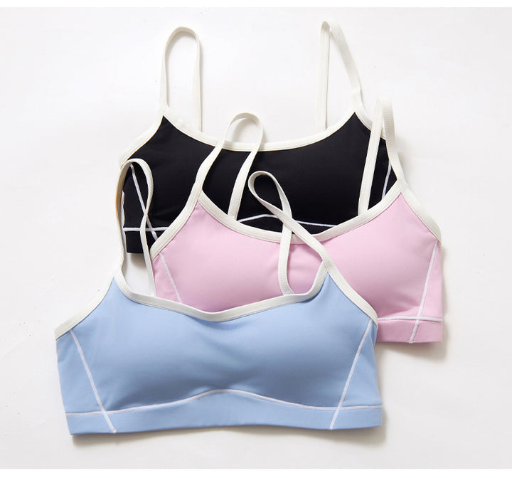 Contrast Trim And Straps Athletic Sports Bra