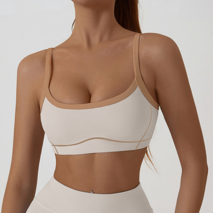 Contrast Trim And Straps Athletic Sports Bra