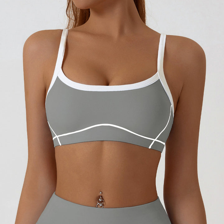 Contrast Trim And Straps Athletic Sports Bra