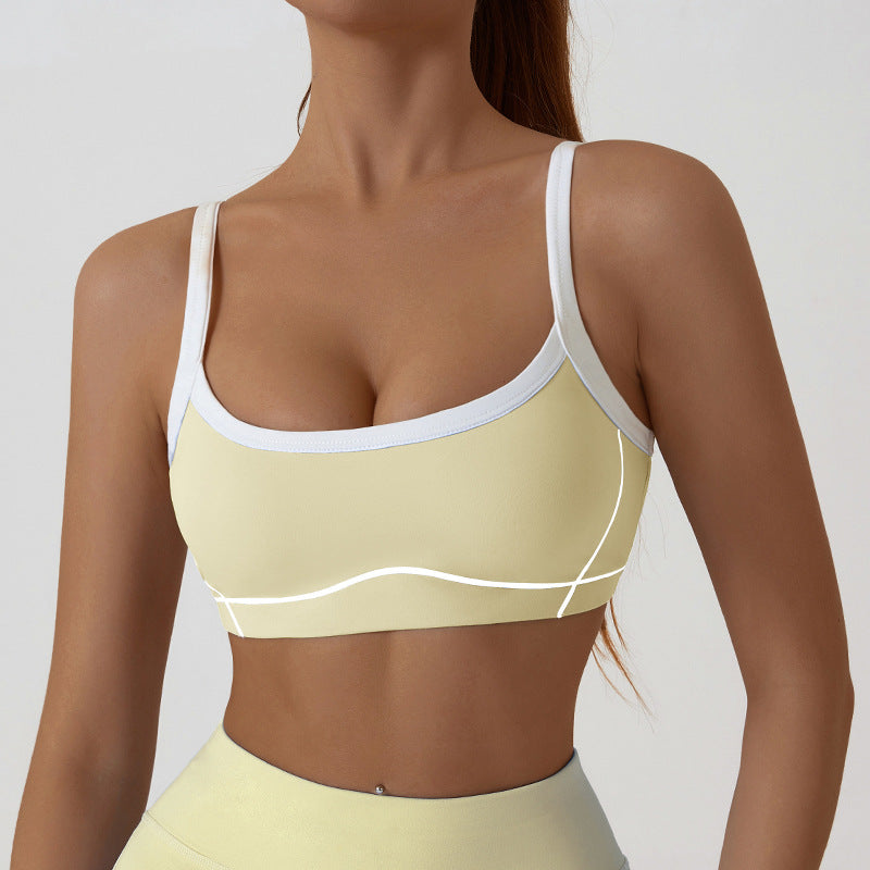 Contrast Trim And Straps Athletic Sports Bra