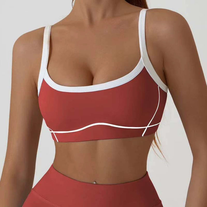 Contrast Trim And Straps Athletic Sports Bra