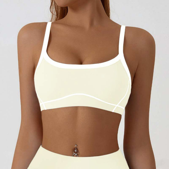 Contrast Trim And Straps Athletic Sports Bra