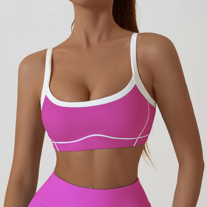 Contrast Trim And Straps Athletic Sports Bra