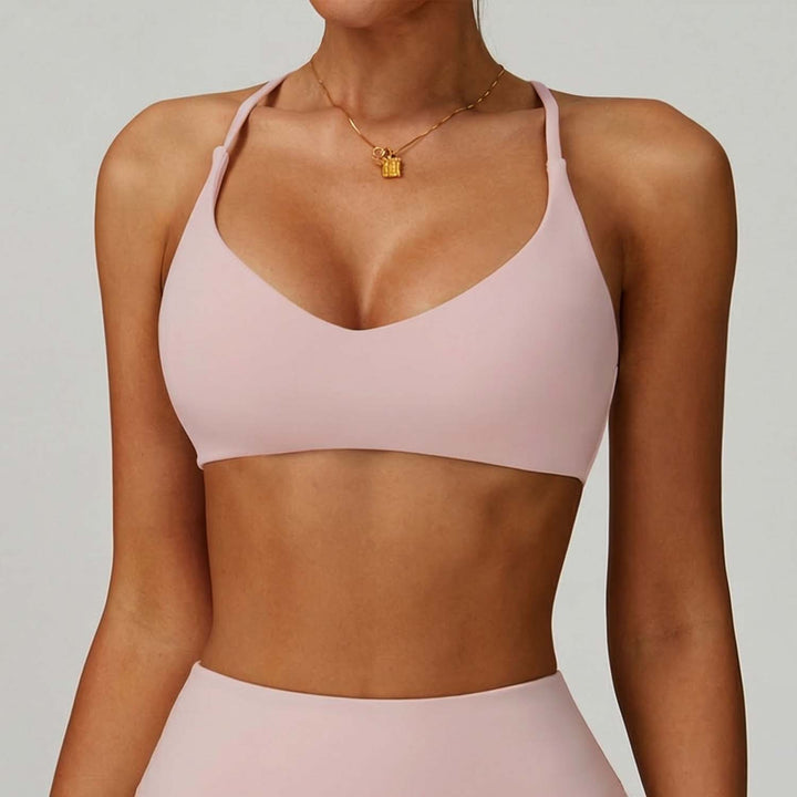 Scoop Neck Cross Strap Sports Bra