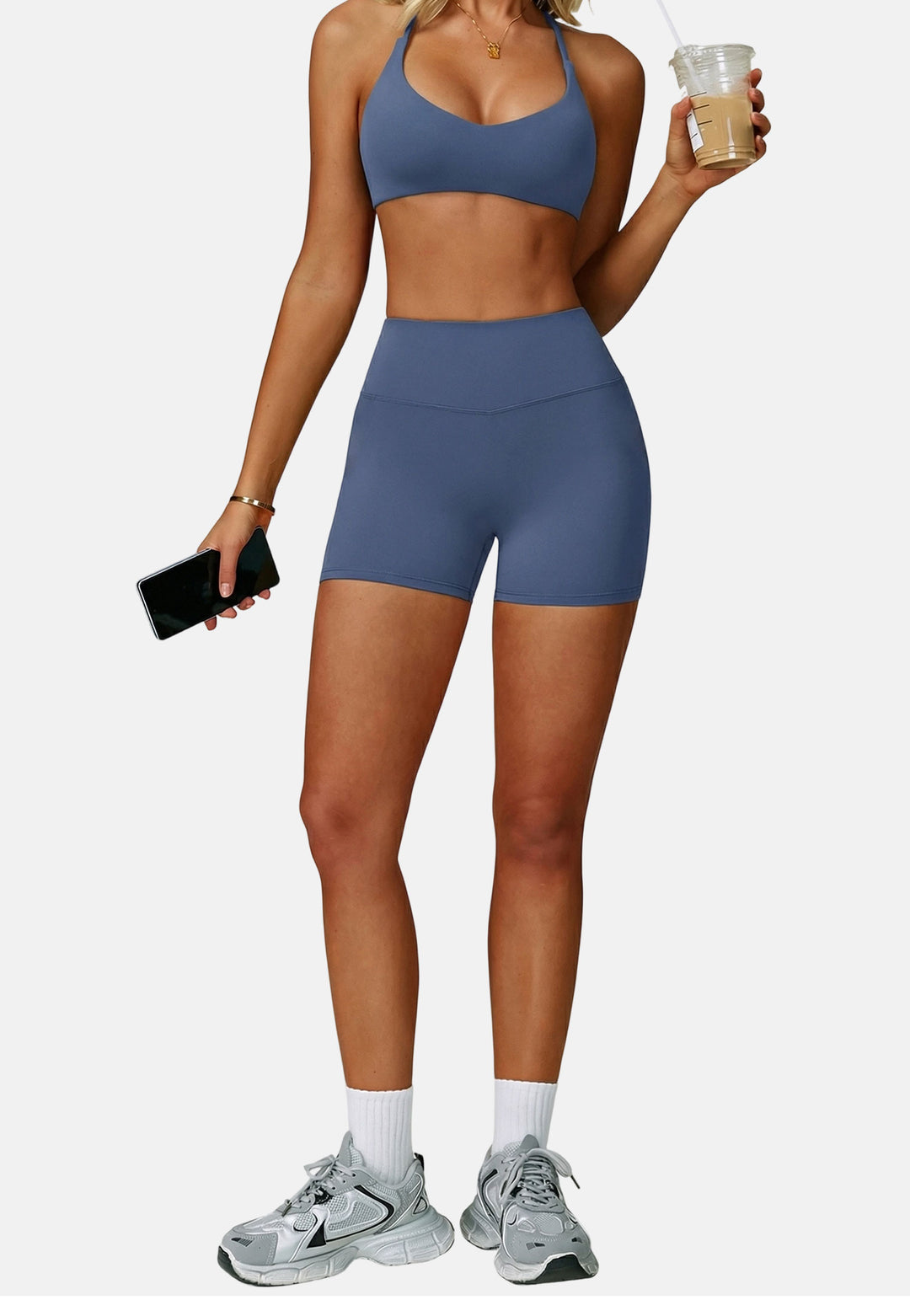 Scoop Neck Cross Strap Sports Bra