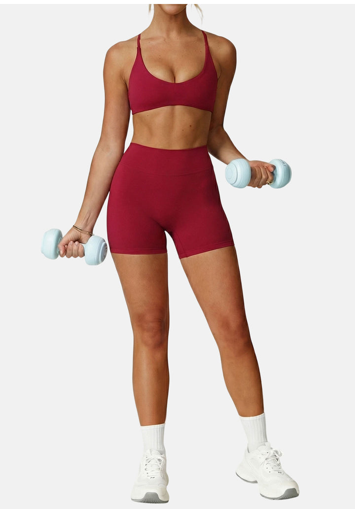 Scoop Neck Cross Strap Sports Bra