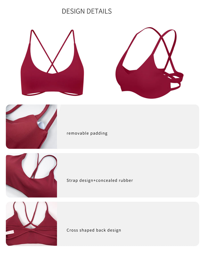 Scoop Neck Cross Strap Sports Bra