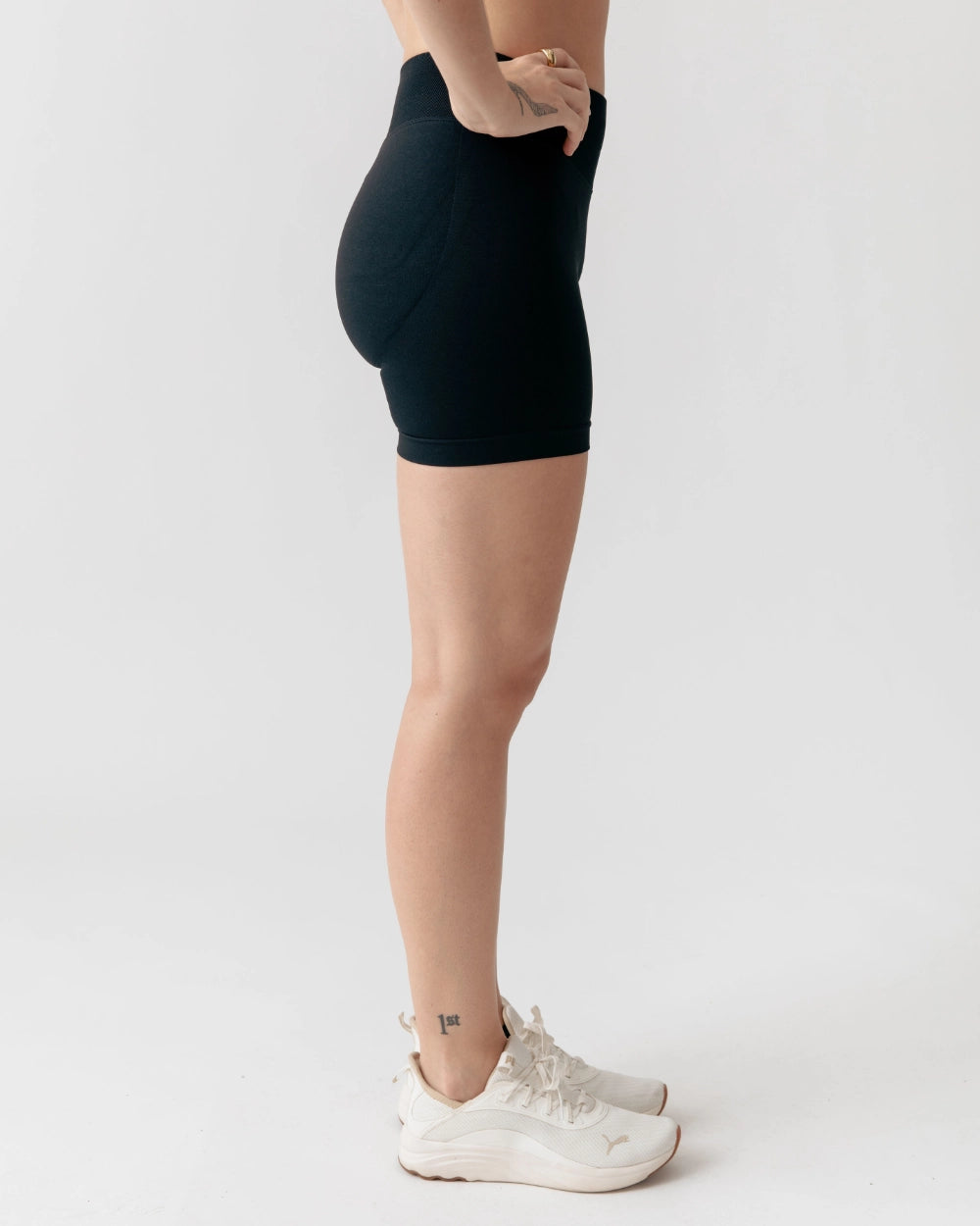 Side view of Aura Sculpt Crisscross Waist Butt-Lifting Shorts