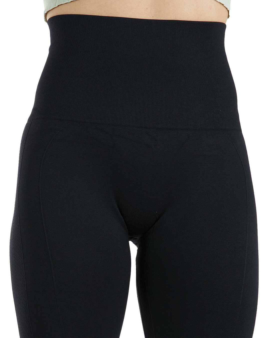 High Waist Tummy Slimming Active Thick Leggings Yoga Training Pant_Black_Detail_1