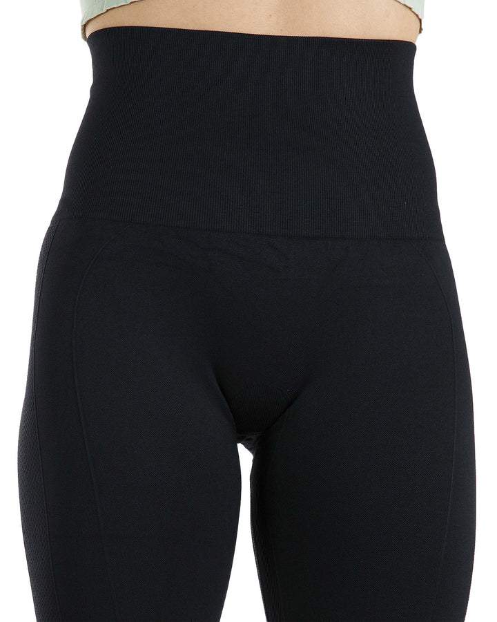 High Waist Tummy Slimming Active Thick Leggings Yoga Training Pant_Black_Detail_1