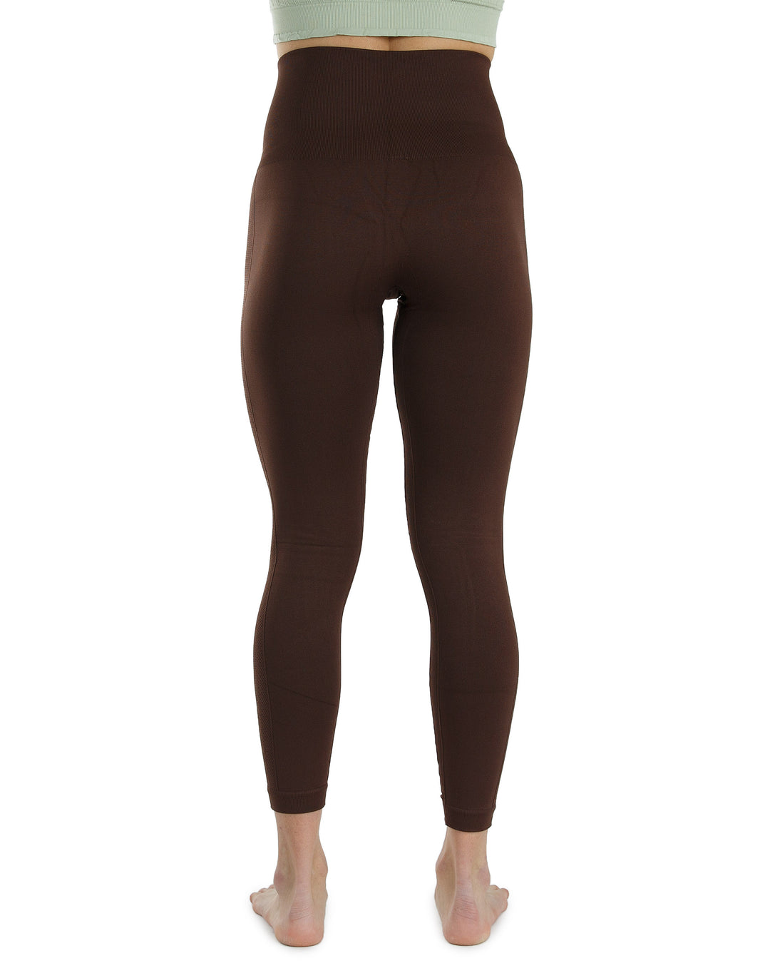 High Waist Tummy Slimming Active Thick Leggings Yoga Training Pant_Brown_Back
