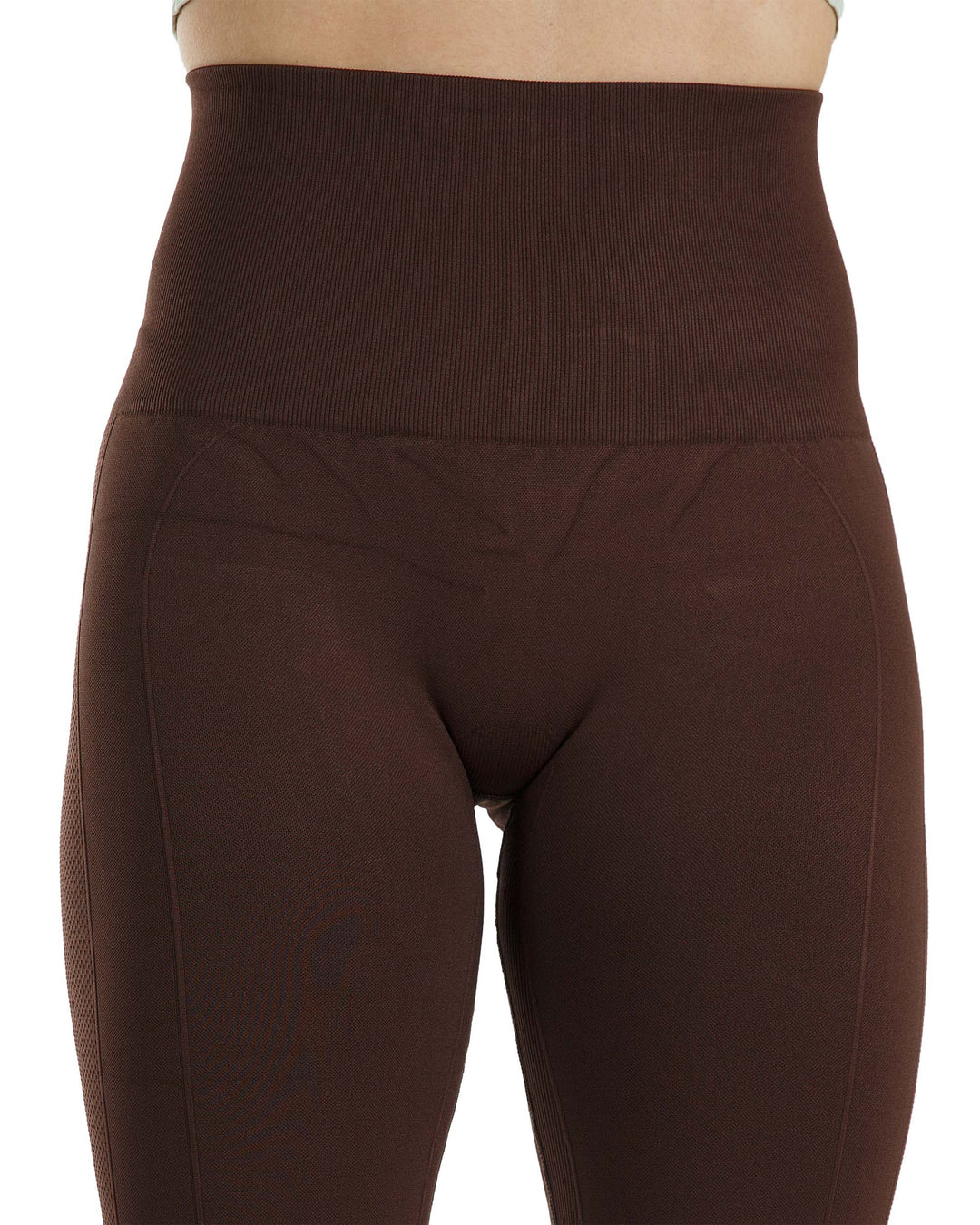High Waist Tummy Slimming Active Thick Leggings Yoga Training Pant_Brown_Detail_1