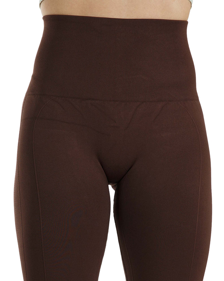 High Waist Tummy Slimming Active Thick Leggings Yoga Training Pant_Brown_Detail_1