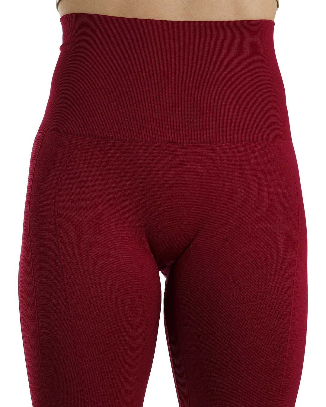 High Waist Tummy Slimming Active Thick Leggings Yoga Training Pant_Burgundy_Detail_1