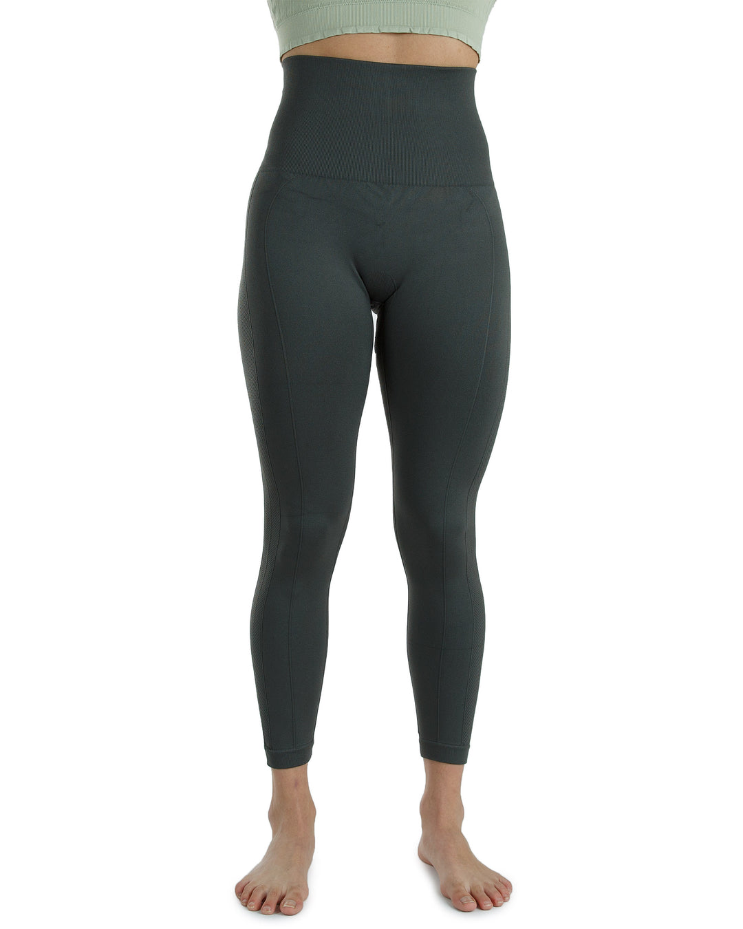 High Waist Tummy Slimming Active Thick Leggings Yoga Training Pant_Charcoal Grey_Front