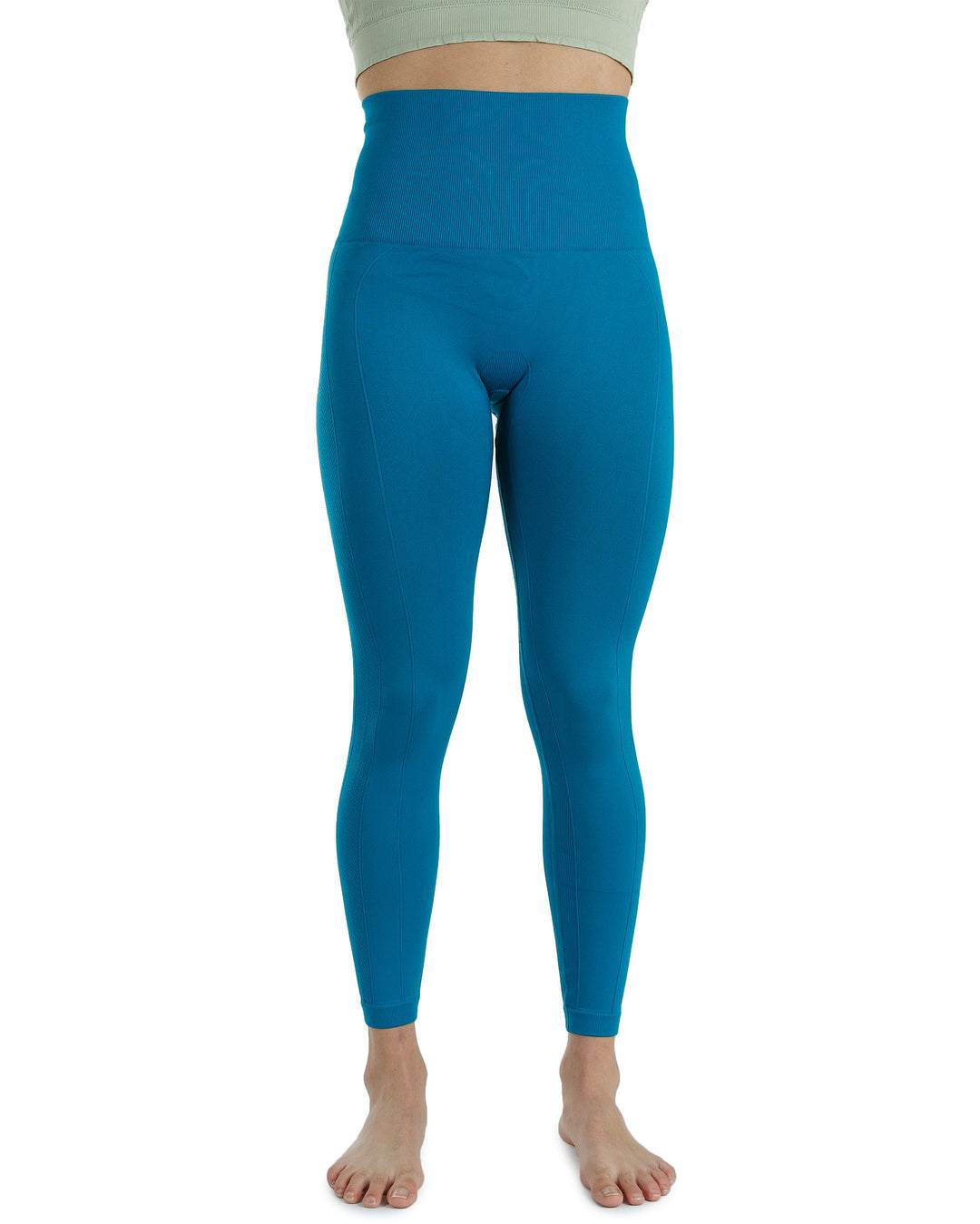 High Waist Tummy Slimming Active Thick Leggings Yoga Training Pant_Forest Teal_Front