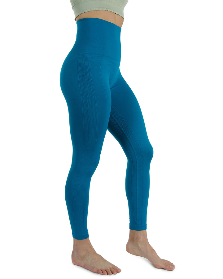 High Waist Tummy Slimming Active Thick Leggings Yoga Training Pant_Forest Teal_Side
