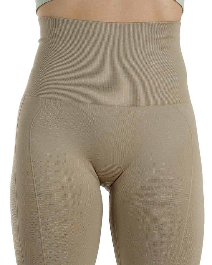 High Waist Tummy Slimming Active Thick Leggings Yoga Training Pant_Mocha_Detail_1