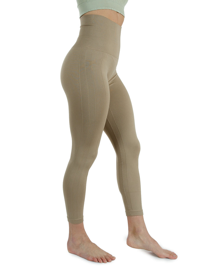 High Waist Tummy Slimming Active Thick Leggings Yoga Training Pant_Mocha_Side View