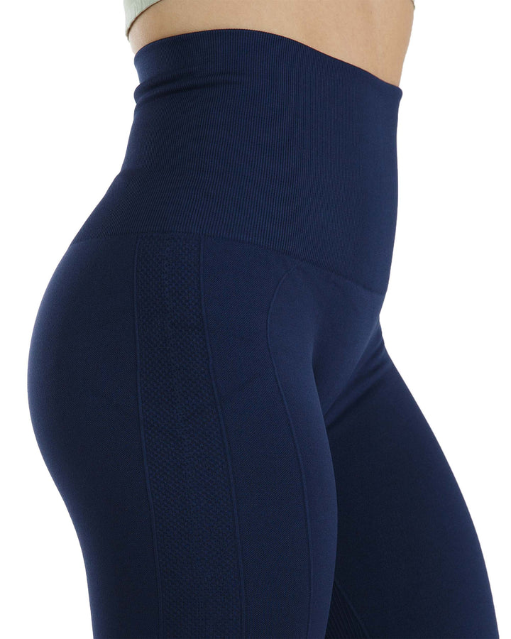 High Waist Tummy Slimming Active Thick Leggings Yoga Training Pant_Navy Blue_Detail_2