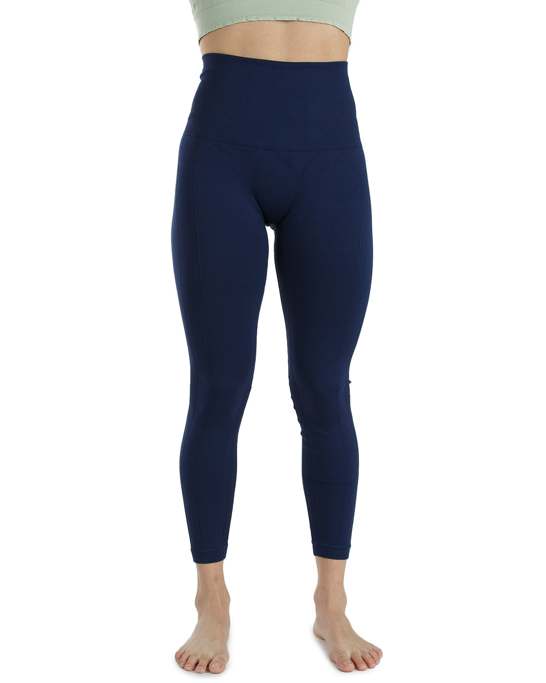 High Waist Tummy Slimming Active Thick Leggings Yoga Training Pant_Navy Blue_Front