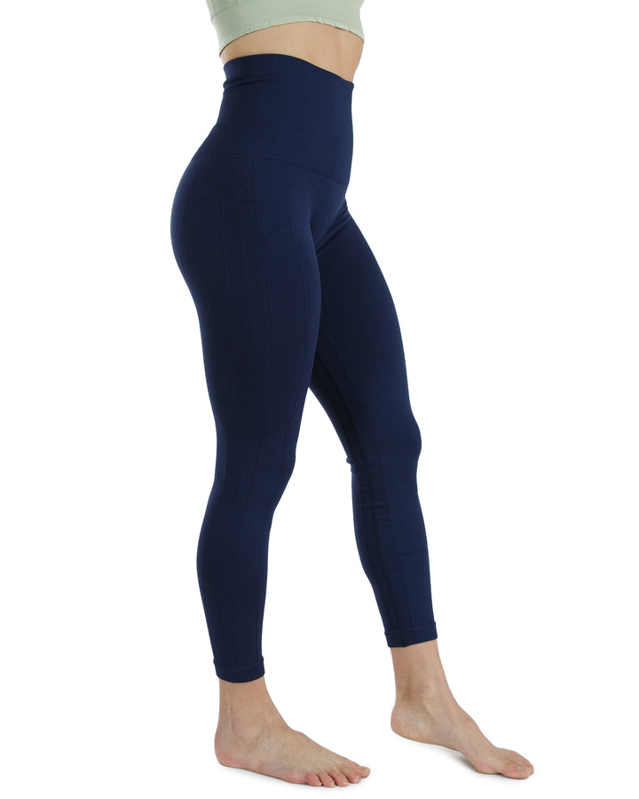 High Waist Tummy Slimming Active Thick Leggings Yoga Training Pant_Navy Blue_Side