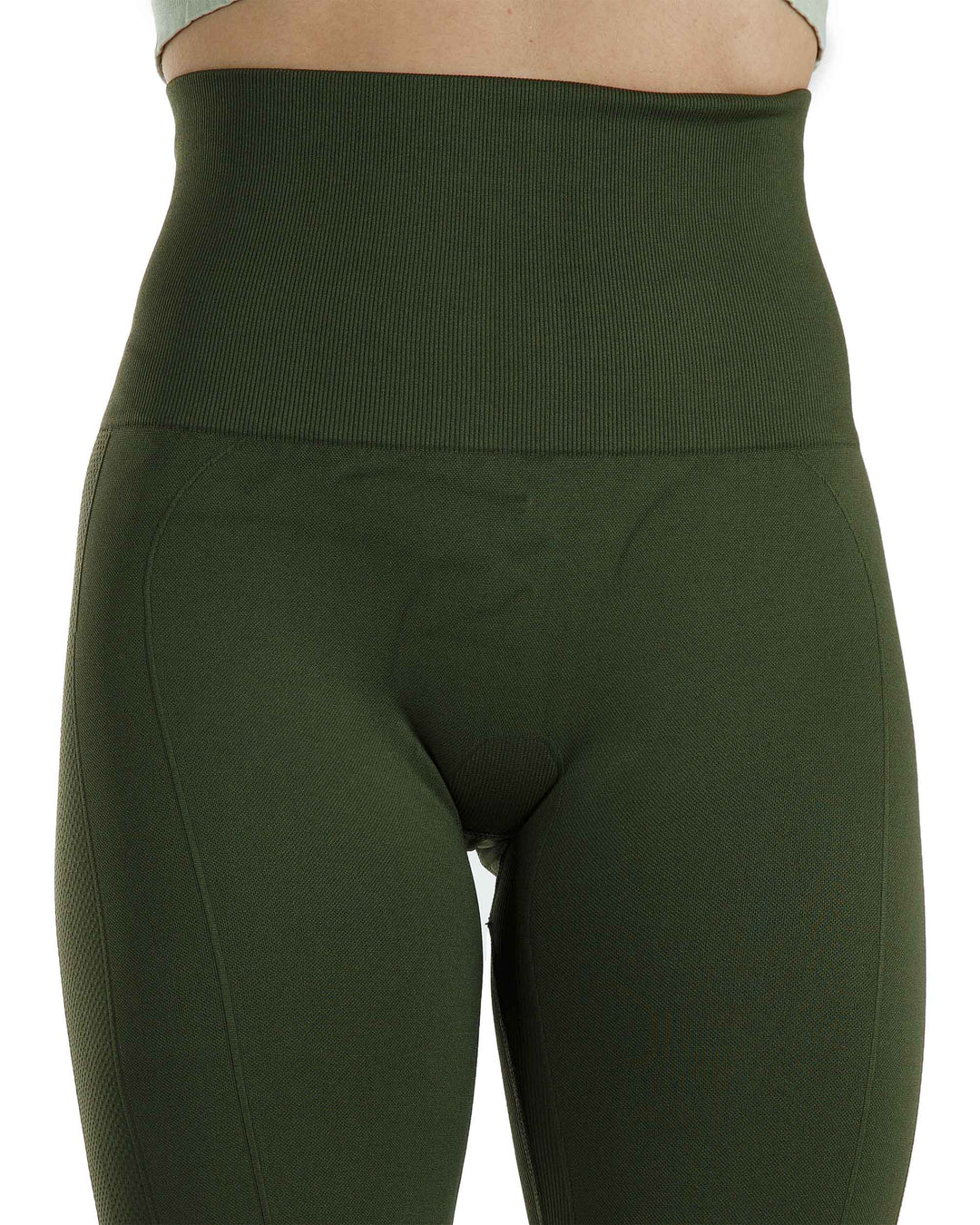 High Waist Tummy Slimming Active Thick Leggings Yoga Training Pant_Olive Green_Detail_1