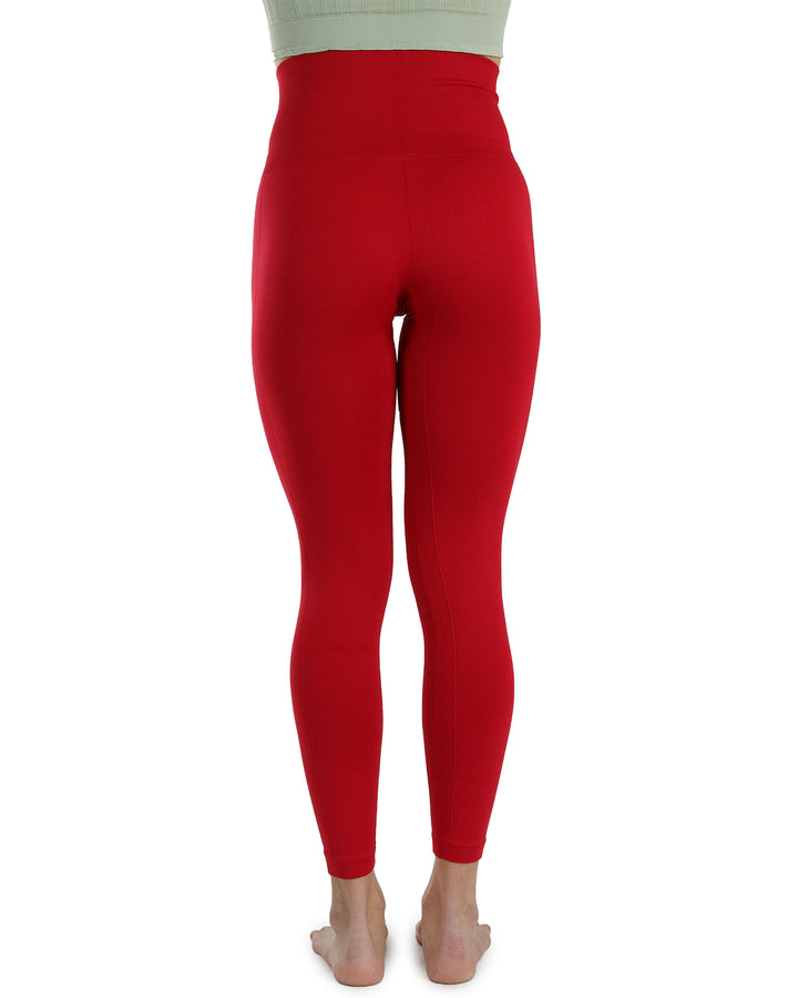 High Waist Tummy Slimming Active Thick Leggings Yoga Training Pant_Red_Back